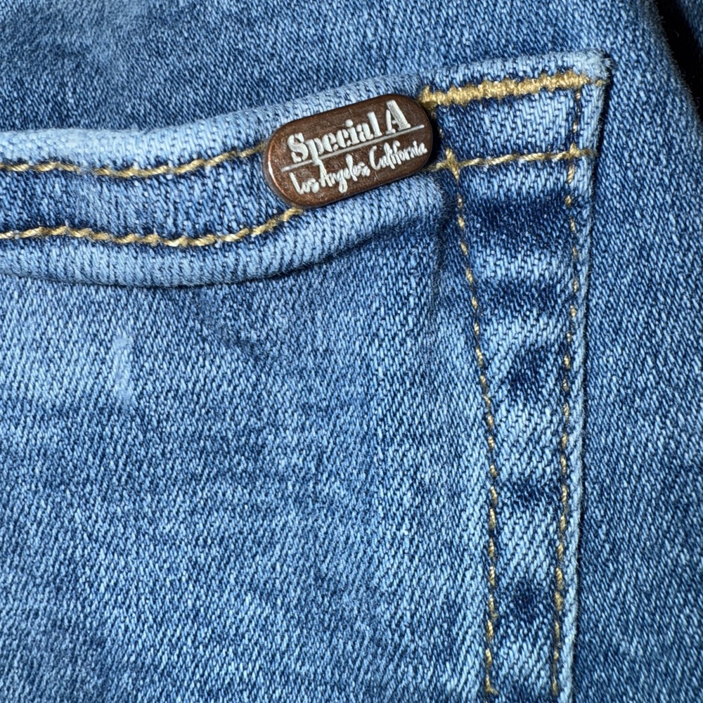Special A Jeans Sz 3 Blue Denim Distressed Hem Skinny Ankle - Picture 3 of 4